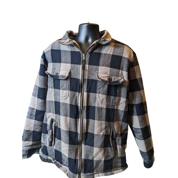Field N Forest Sherpa Flannel Jacket Men XLT Zip BuffaloPlaid Lumberjack Shacket - Picture 9 of 13